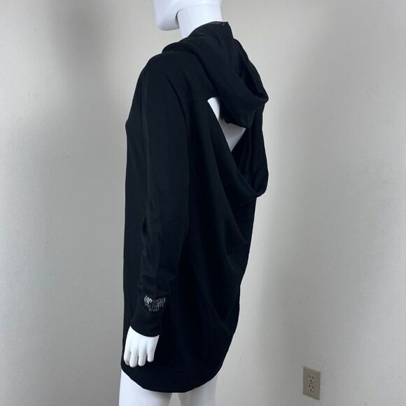 Victoria's Secret Women Size S Black Pullover Hood Mini Sweater Dress Open Back - Picture 10 of 16